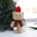 Fuzzy Bear Plush Toy with Red Hat One-Piece Bear Doll Keychain Bag Christmas Tree Ornament