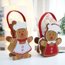 Christmas Gingerbread Man Holiday Decoration Desk Felt Gift Tote Bag