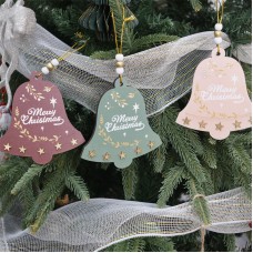 Christmas Wooden Bell Ornament for Tree, Hotel Window, DIY Atmosphere Decoration, Hanging Decor