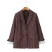 Brown striped loose two button cuffed jacket suit