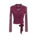 Sexy V-neck cross mesh top T-shirt