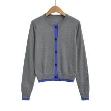 Round neck long sleeved slim fit base shirt top color blocked knit sweater