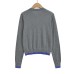 Round neck long sleeved slim fit base shirt top color blocked knit sweater