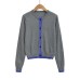 Round neck long sleeved slim fit base shirt top color blocked knit sweater