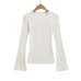 Round neck slim fit trumpet long sleeved base top T-shirt