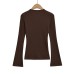 Round neck slim fit trumpet long sleeved base top T-shirt