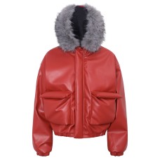 Street Style Deconstructed Vintage PU Leather Design Men's Loose Mountain Hawk Open Front Cotton Coat