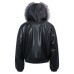 Street Style Deconstructed Vintage PU Leather Design Men's Loose Mountain Hawk Open Front Cotton Coat
