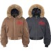 Street Style Embroidered Design Men's Loose Thick Winter Hooded Cotton Coat