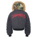 Street Style Embroidered Design Men's Loose Thick Winter Hooded Cotton Coat