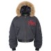 Street Style Embroidered Design Men's Loose Thick Winter Hooded Cotton Coat