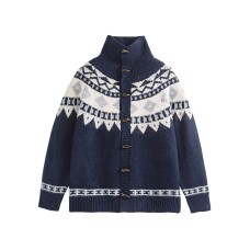 Horn Button Design Loose Casual Unisex Knit Cardigan Coat