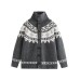 Horn Button Design Loose Casual Unisex Knit Cardigan Coat