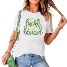 It's not luck just a blessing for round neck loose short sleeves