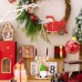 Christmas Decoration Wooden Sleigh Hanging Ornament Creative Wooden Santa Claus and Elf Hanging Decor