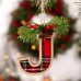 Christmas Decoration Christmas Tree Letter Ornament Red and Black Checkered DIY English Letter Hanging Decor