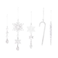 Christmas Decoration Transparent Acrylic Ice Cone Ornaments 20PCS Snowflake Ice Stick Tree Hanging Decor