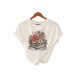 Flower Book New Round Neck Loose Short Sleeve