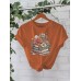 Flower Book New Round Neck Loose Short Sleeve