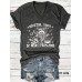 HOUSTON Printed New V-neck Loose Short Sleeve