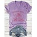 HOUSTON Printed New V-neck Loose Short Sleeve