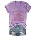 HOUSTON Printed New V-neck Loose Short Sleeve