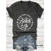 V-neck short sleeved t-shirt printed with Beach pattern