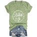 V-neck short sleeved t-shirt printed with Beach pattern