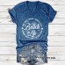 V-neck short sleeved t-shirt printed with Beach pattern
