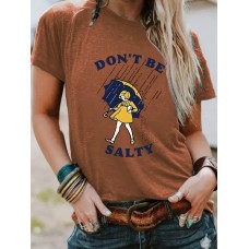 Umbrella girl's new round neck loose short sleeved shirt
