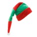 Long Red and Green Striped Plush Christmas Hat, Festive Decoration Elf Hat, Curved Clown Hat for Party