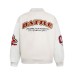Street Style Color-Blocking Baseball Jacket, Unisex Spring Casual Loose Fit PU Leather Sleeve Flight Jacket, Couple Outerwear