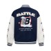 Street Style PU Leather Sleeve Patchwork Baseball Jacket for Men, Loose Fit Slimming Casual Outwear