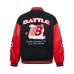 Street Style PU Leather Sleeve Patchwork Baseball Jacket for Men, Loose Fit Slimming Casual Outwear