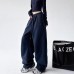 Blue Extra Thick Fleece Sweatpants Unisex Warm Fleece Pants Straight Loose Northeast Outerwear Cotton Pants