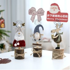 Christmas Reindeer Santa Card Holder Creative Forest Wooden Notepad Clip Photo Holder Decoration Ornament