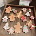 Christmas Gingerbread Man Wooden Clips DIY Snowflake Bell Gift Box Decoration Small Wood Clips  2 pcs