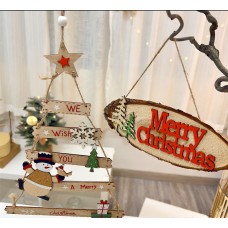 Christmas Wooden Decoration Plaque, Christmas English Letter Door Wall Hanging Trapezoidal Ornament DIY Prop
