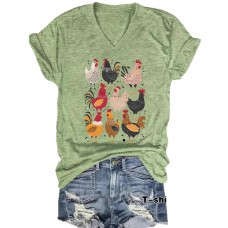 Colorful rooster print top for women