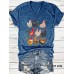 Colorful rooster print top for women