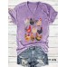 Colorful rooster print top for women