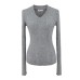 V-neck long sleeved elastic slim fit base sweater