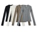 V-neck long sleeved elastic slim fit base sweater
