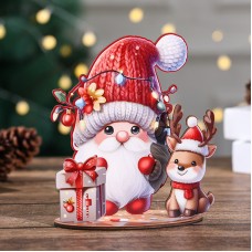 Christmas Cartoon Wooden House DIY Assembly Decorative Item, 3D Puzzle Painting Craft Gift