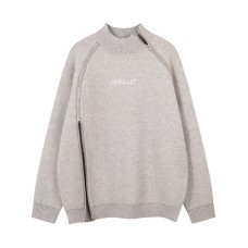 Original High Street Streetwear Cool Dual-Zipper Decorative Design Stand Collar  Lazy Style Sweater