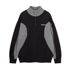 Vintage Color-block Zip-up High-neck Sweater for Men and Women, National Trendy Unique Stylish Couple Knitwear Coat
