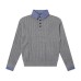 Street Vintage Two-Piece Spliced Turn-Down Collar Knitwear for Men and Women, Loose College Style, Warm Couple Knitwear