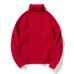 Simple Solid Color High Neck Sweater Unisex Loose Casual Basic 