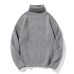 Simple Solid Color High Neck Sweater Unisex Loose Casual Basic 