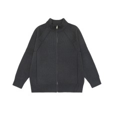 Lazy Style Simple Versatile Solid Color Zipper Loose Knit Jacket